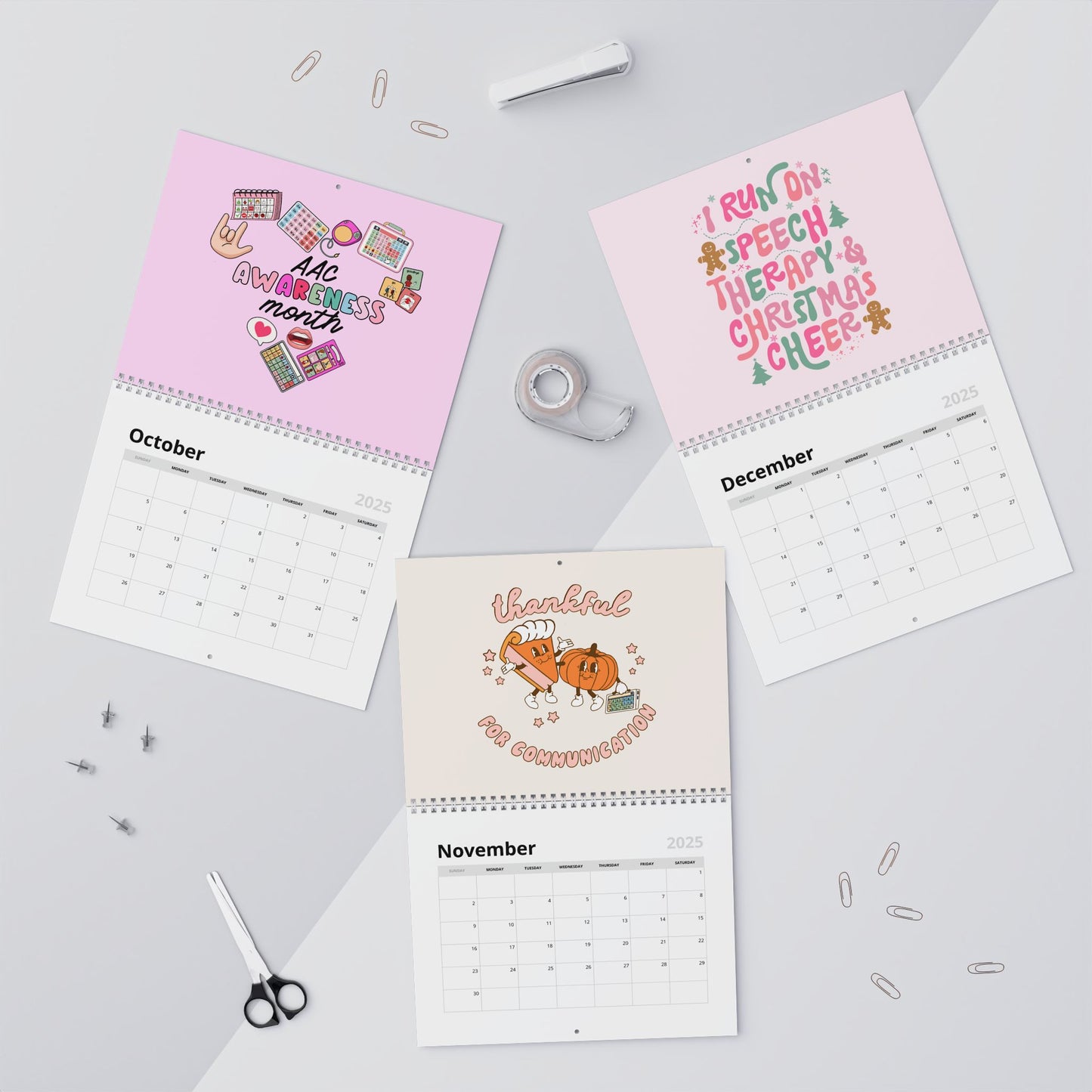 Speech-Language Pathology 2025-2026 School Year Wall Calendar