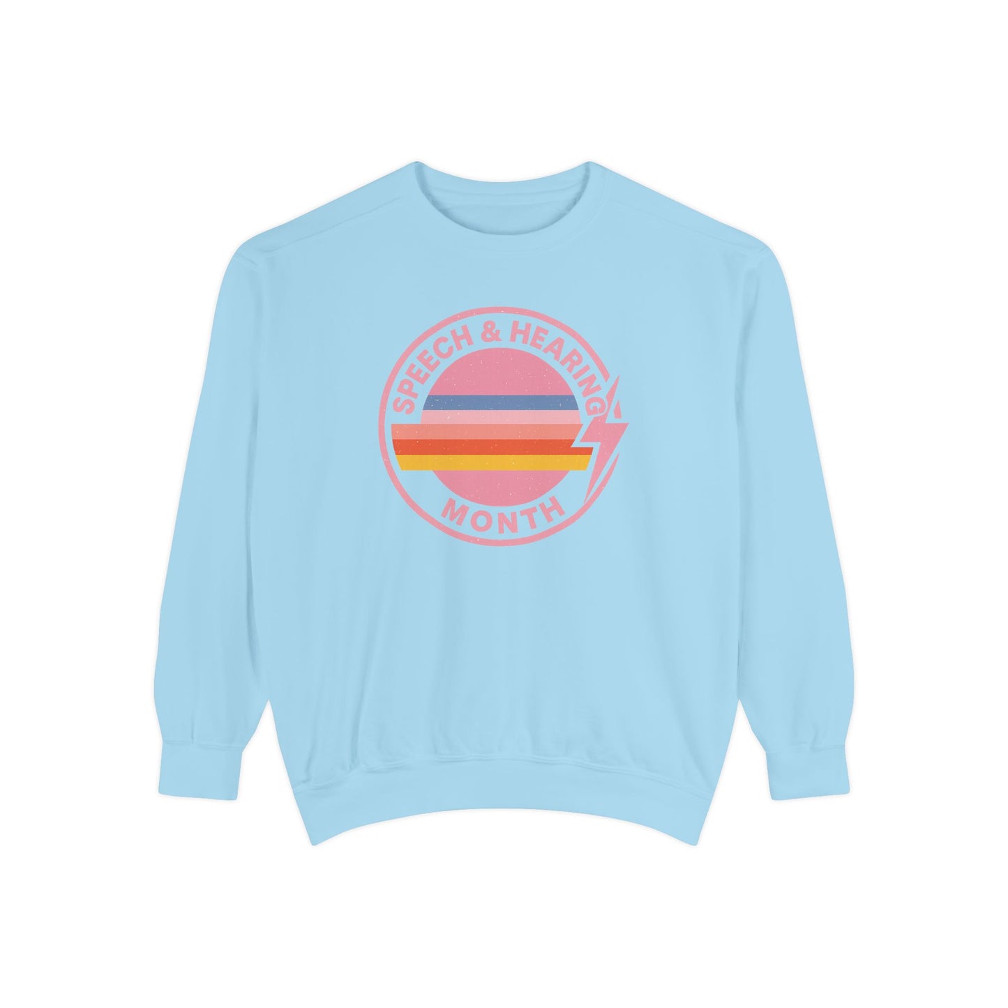 Speech & Hearing Month Retro Stripes Comfort Colors Sweatshirt