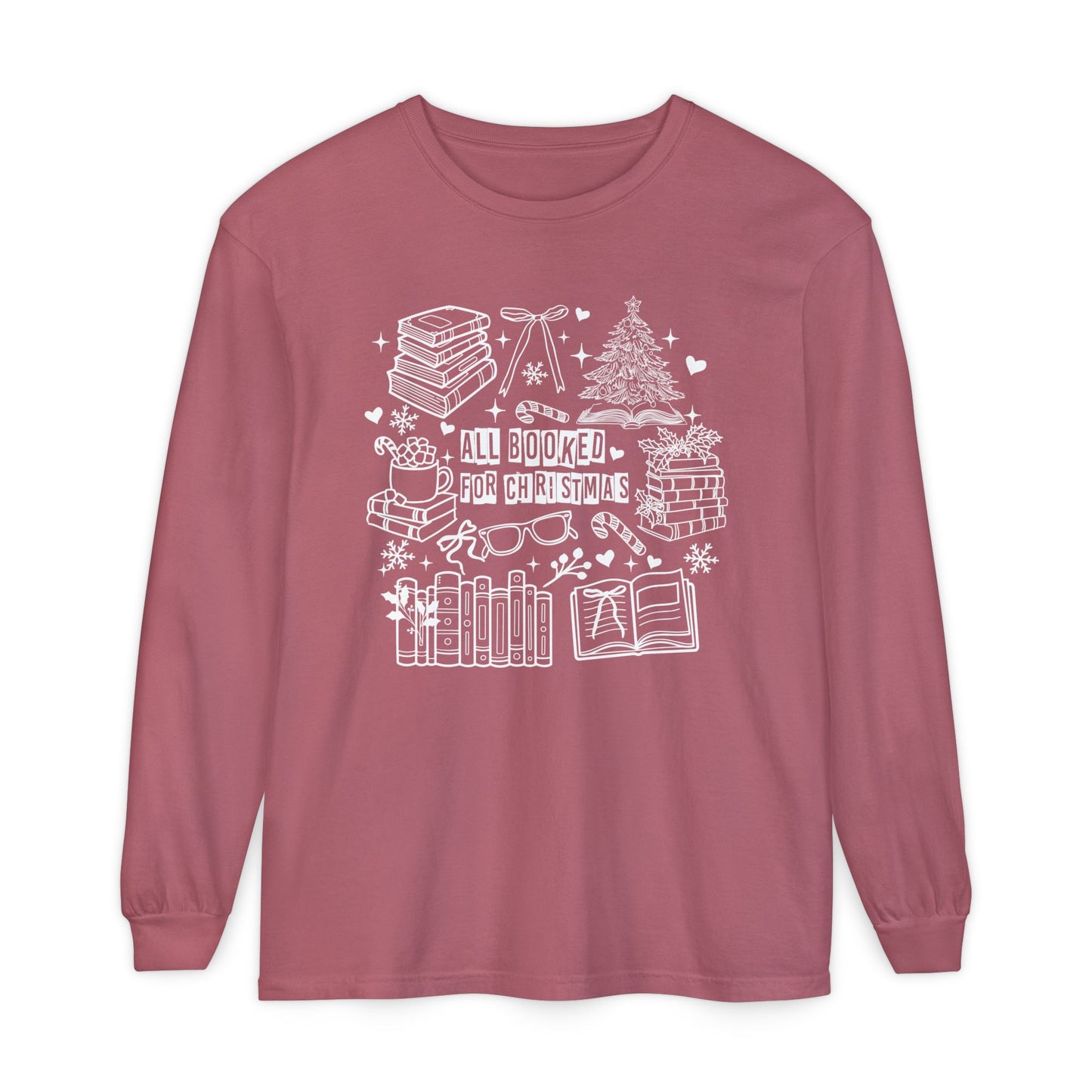 All Booked for Christmas Long Sleeve Comfort Colors T-Shirt