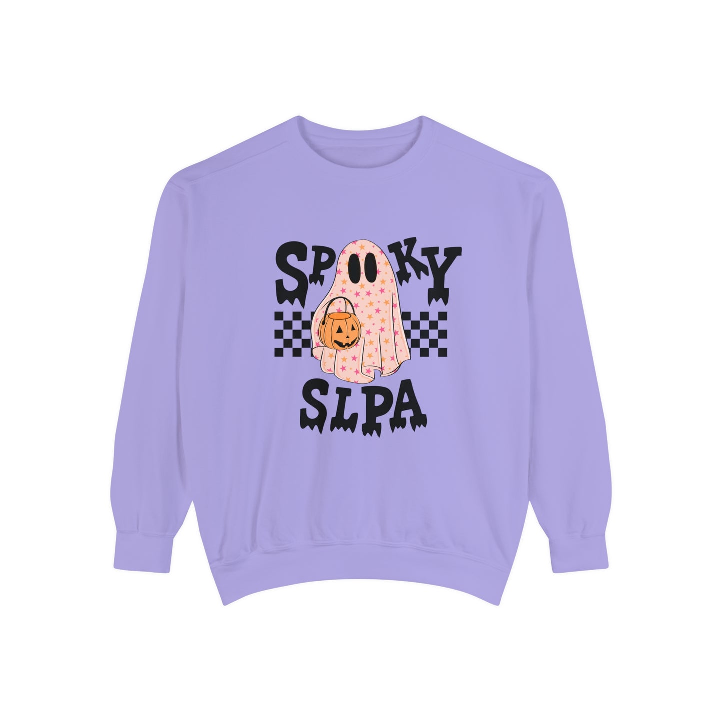 Spooky SLPA Checkerboard Comfort Colors Sweatshirt