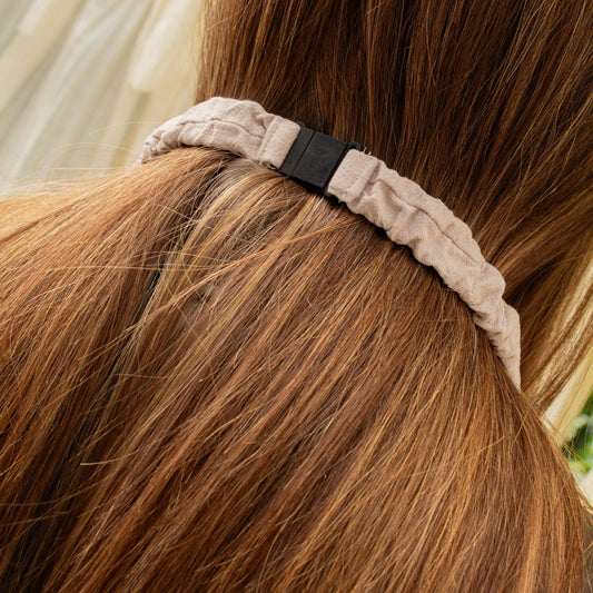 Breakaway Scrunchie Lanyard | Light Taupe Linen