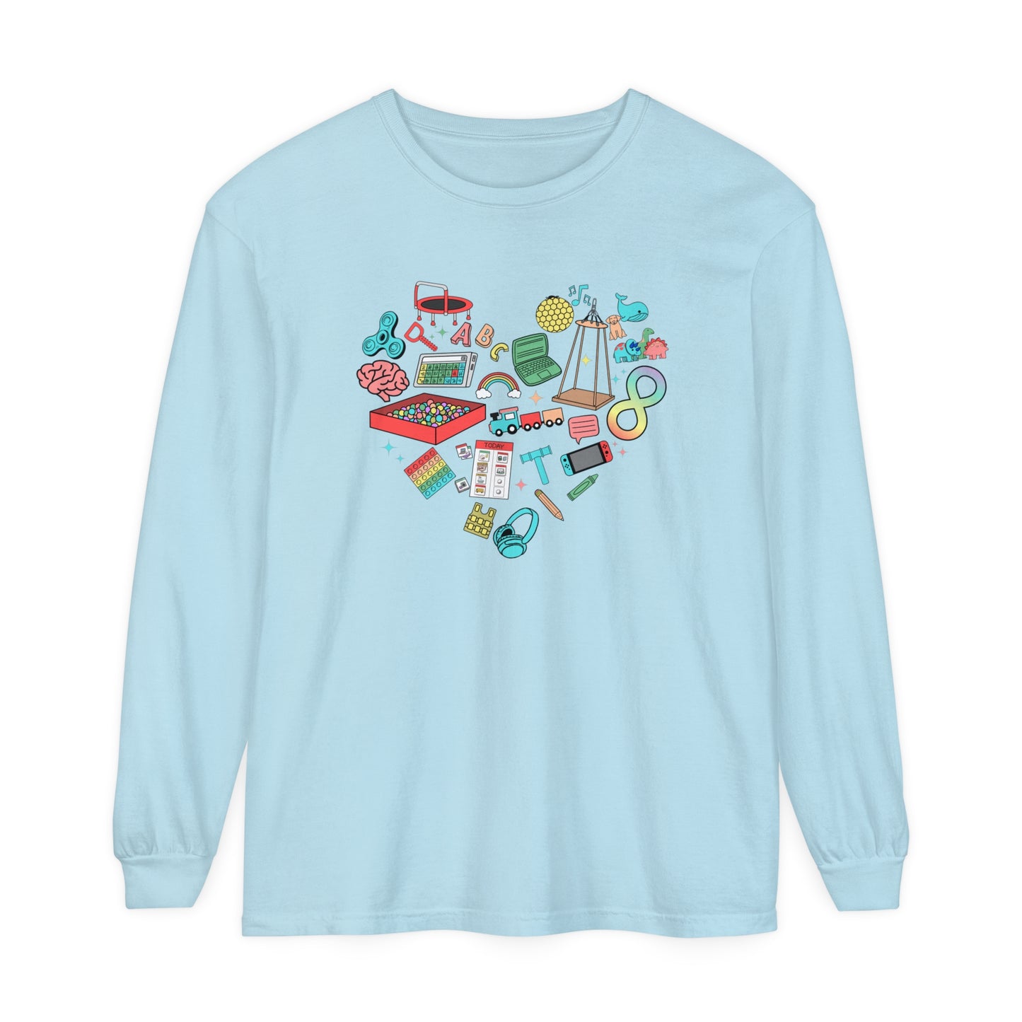 Autism Heart Long Sleeve Comfort Colors T-shirt