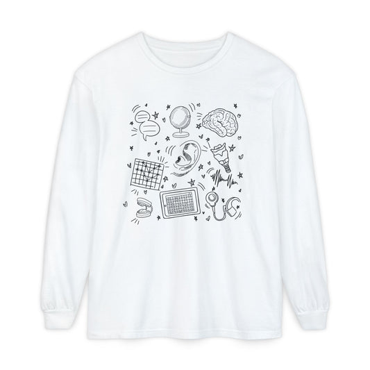 Speech & Hearing Doodles Long Sleeve Comfort Colors T-Shirt