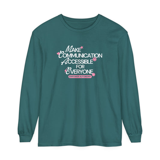 Make Communication Accessible Long Sleeve Comfort Colors T-Shirt
