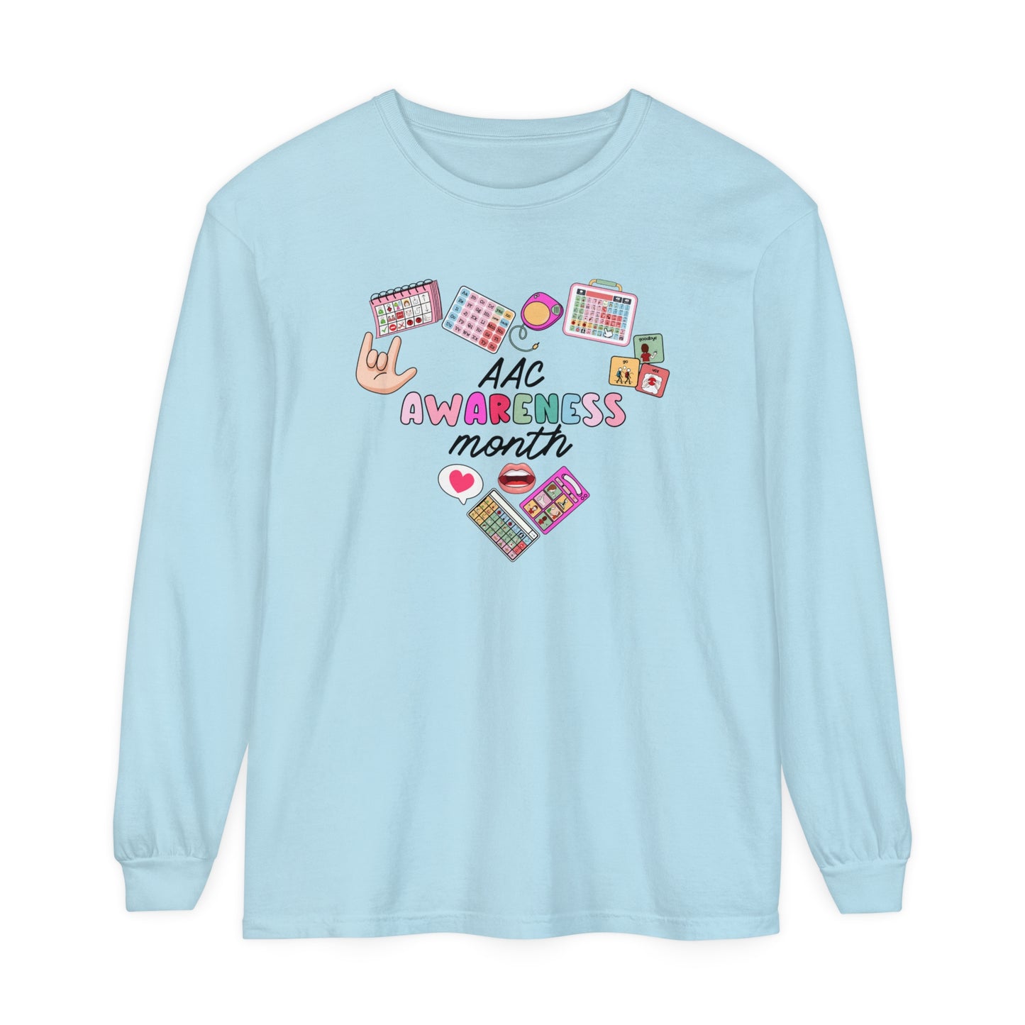 AAC Awareness Month Long Sleeve Comfort Colors T-Shirt