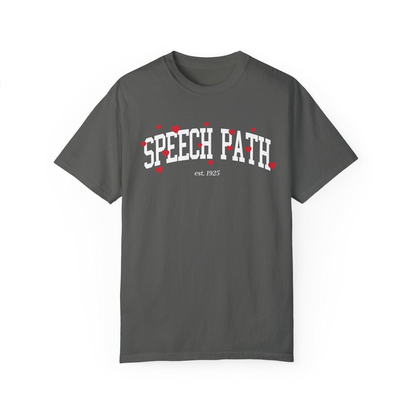 Speech Path Varsity Hearts Comfort Colors T-Shirt