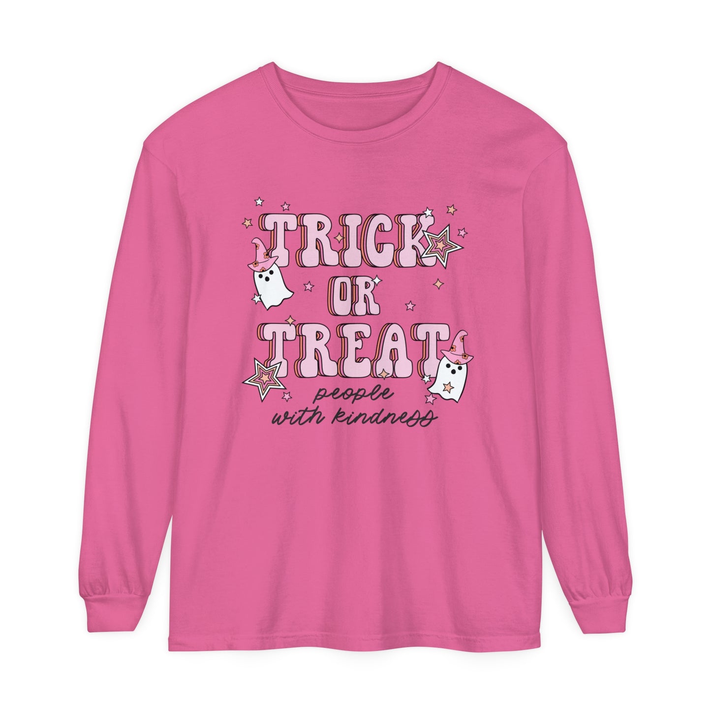 Trick or Treat People With Kindness Long Sleeve Comfort Colors T-Shirt