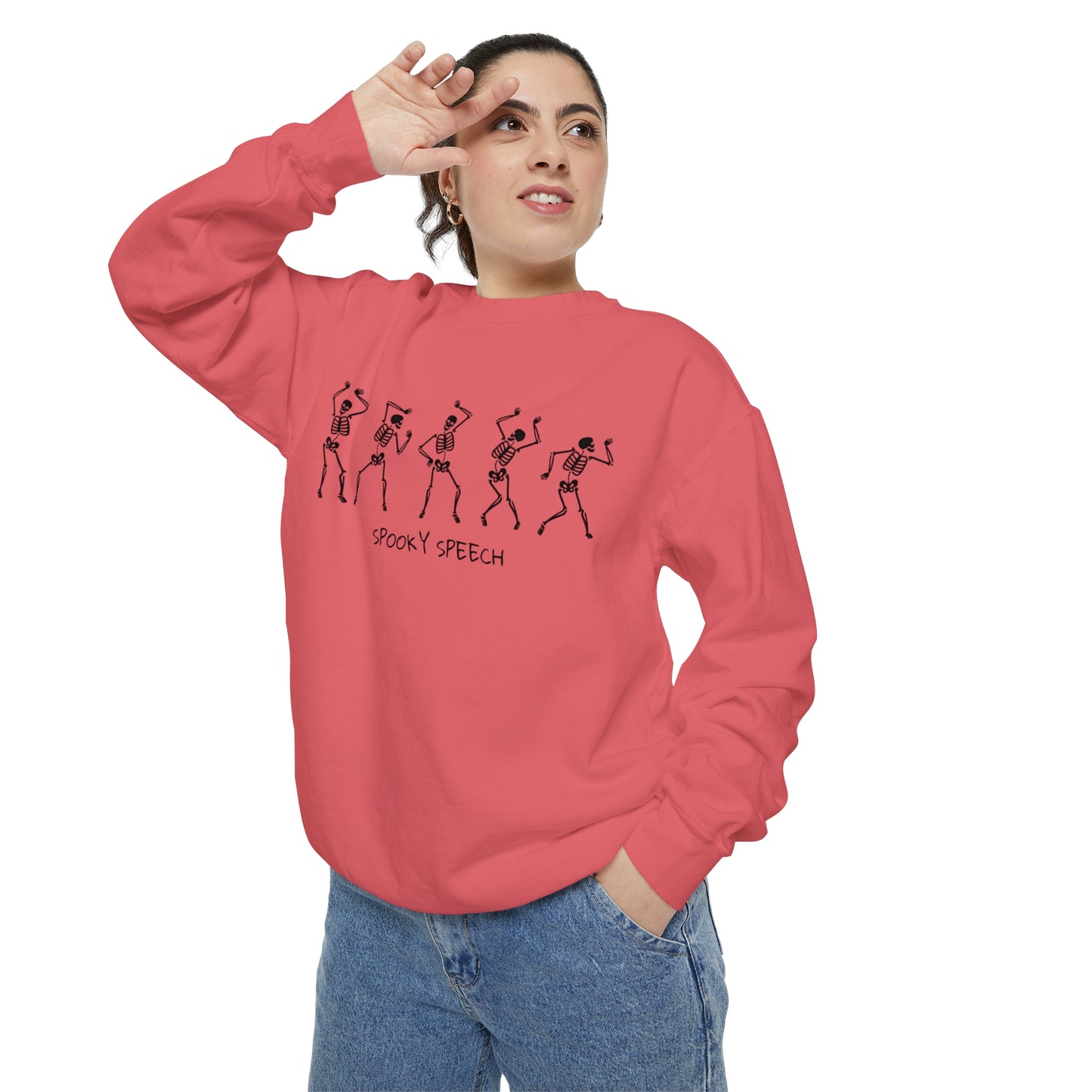 Spooky Speech Skeletons Comfort Colors Sweatshirt