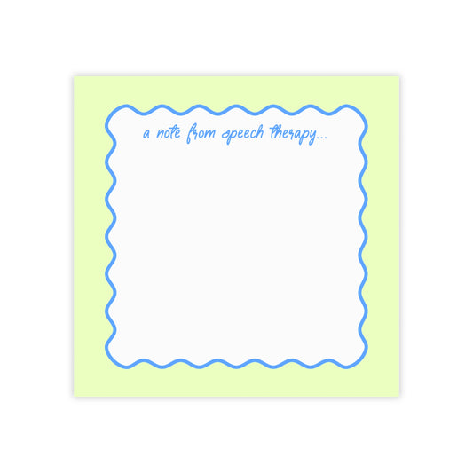 A Note from Speech Therapy Post-it® Note Pad | Green & Blue