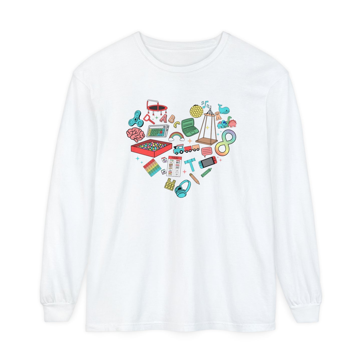 Autism Heart Long Sleeve Comfort Colors T-shirt