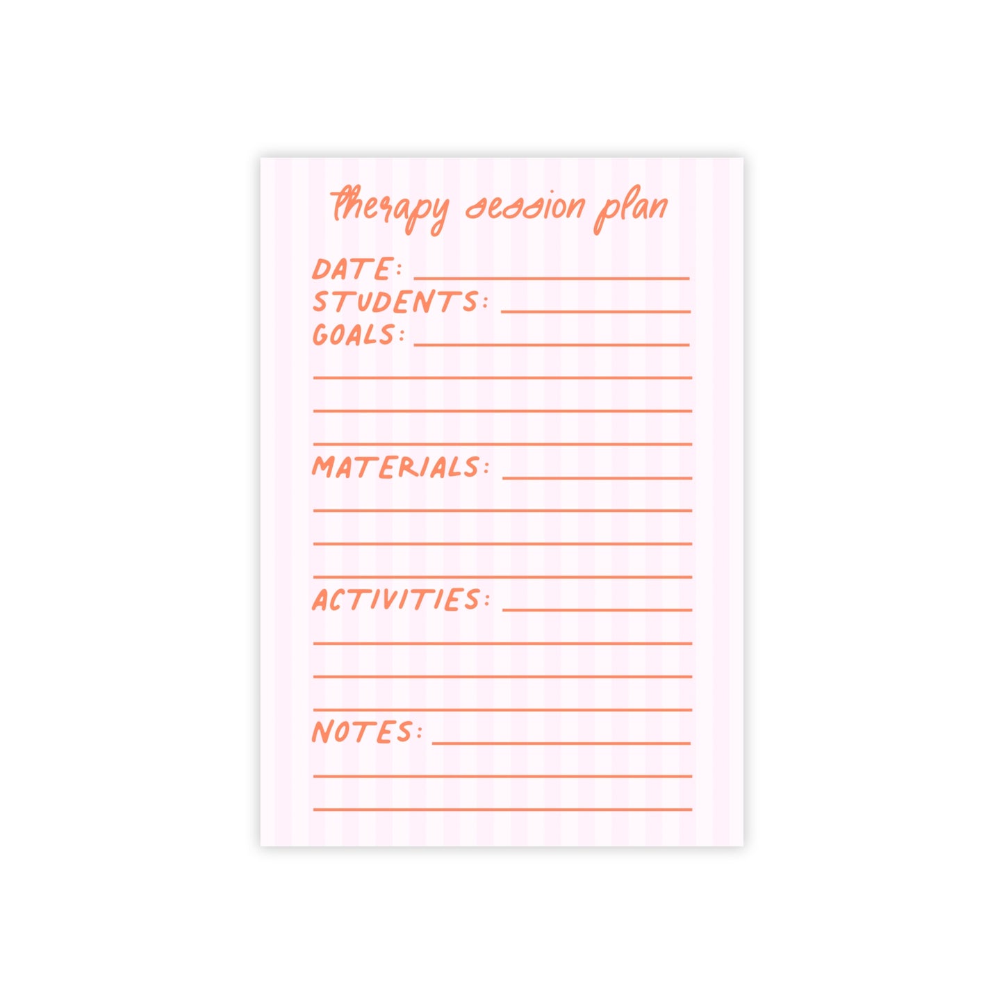 Therapy Session Plan Post-it® Note Pad | Pink & Coral