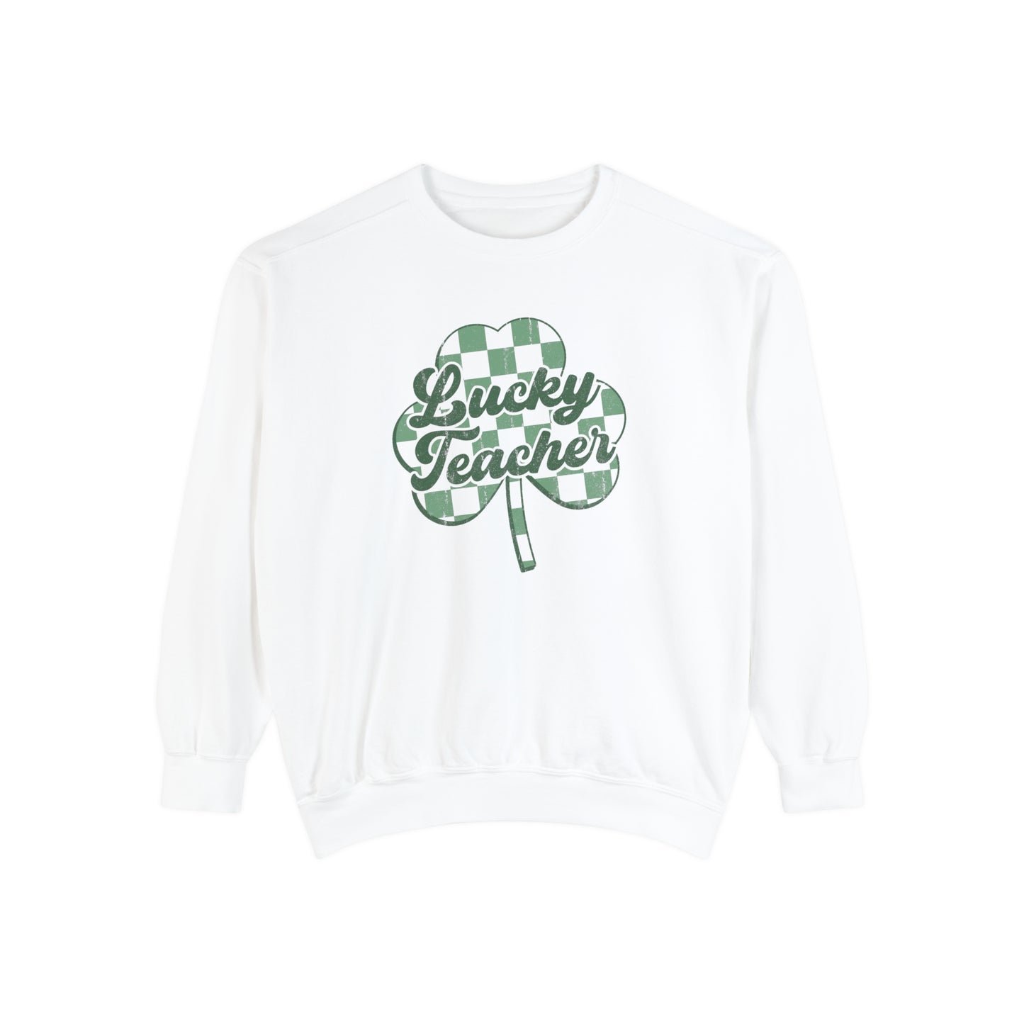 Lucky Teacher Distressed Comfort Colors Sweatshirt