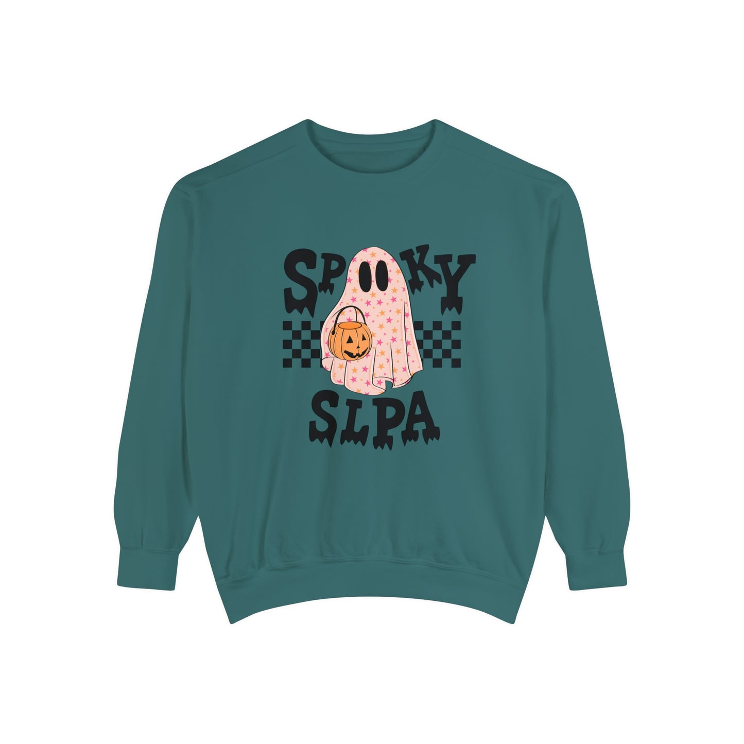 Spooky SLPA Checkerboard Comfort Colors Sweatshirt