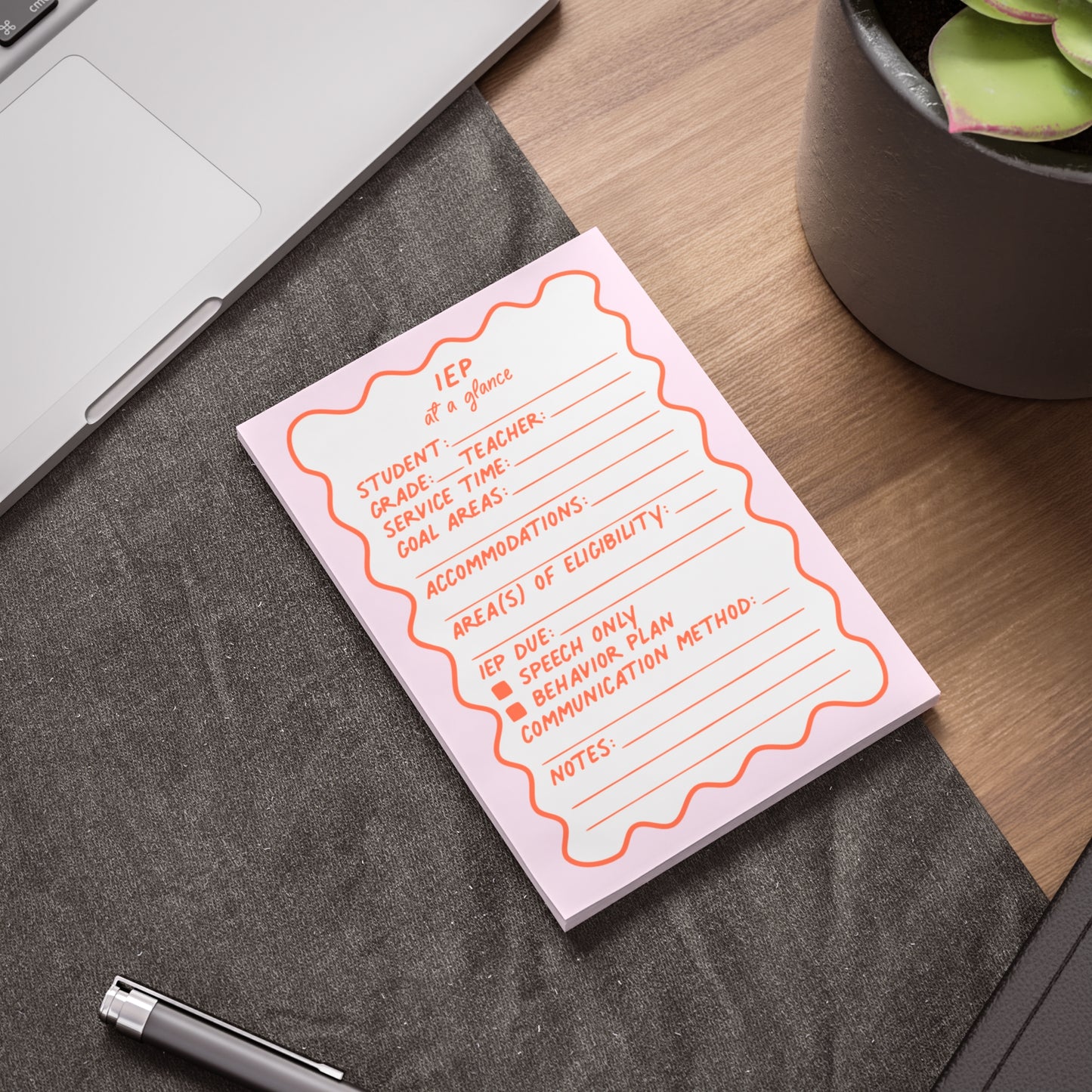 IEP At A Glance Post-it® Note Pad | Pink & Coral