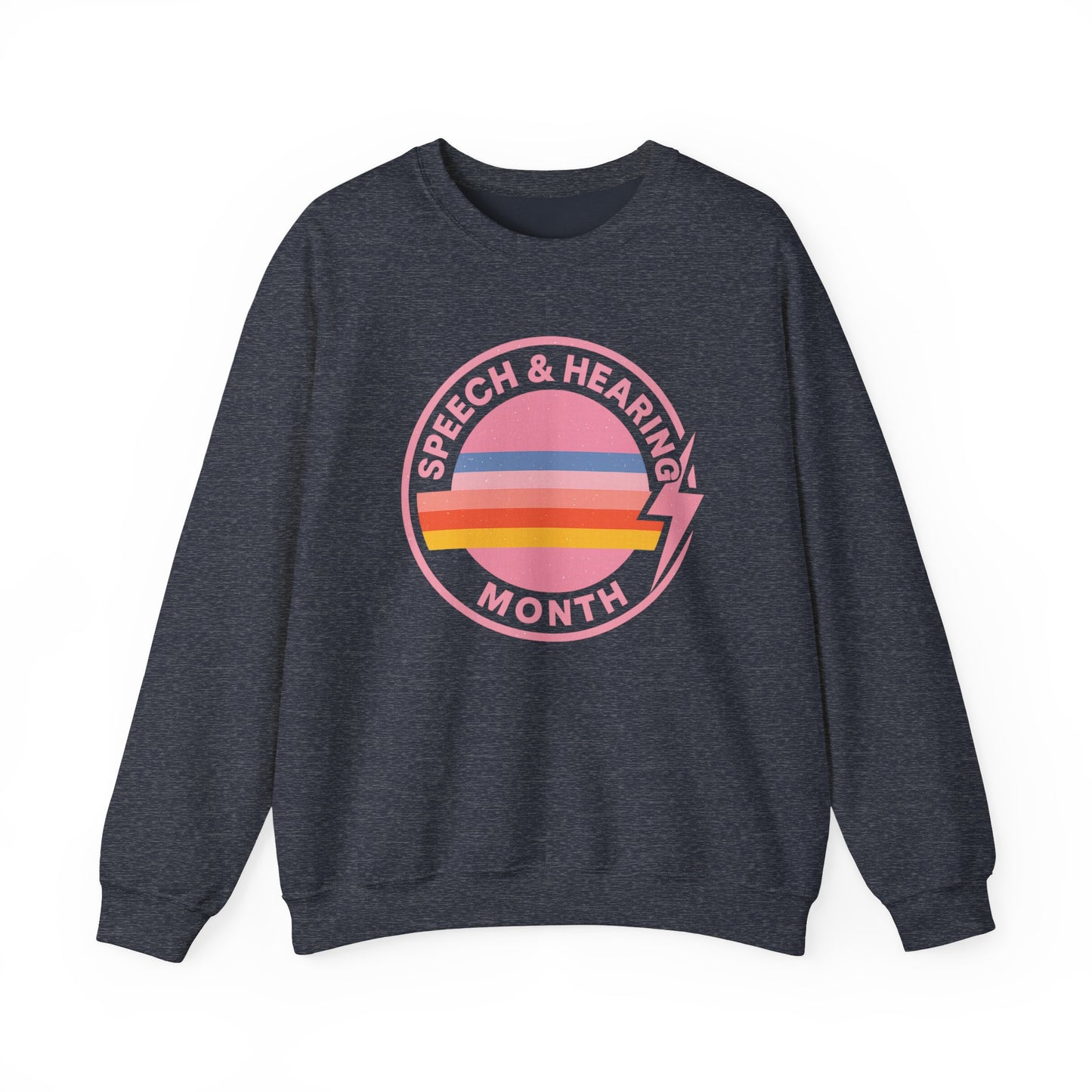 Speech & Hearing Month Retro Stripes Crewneck Sweatshirt