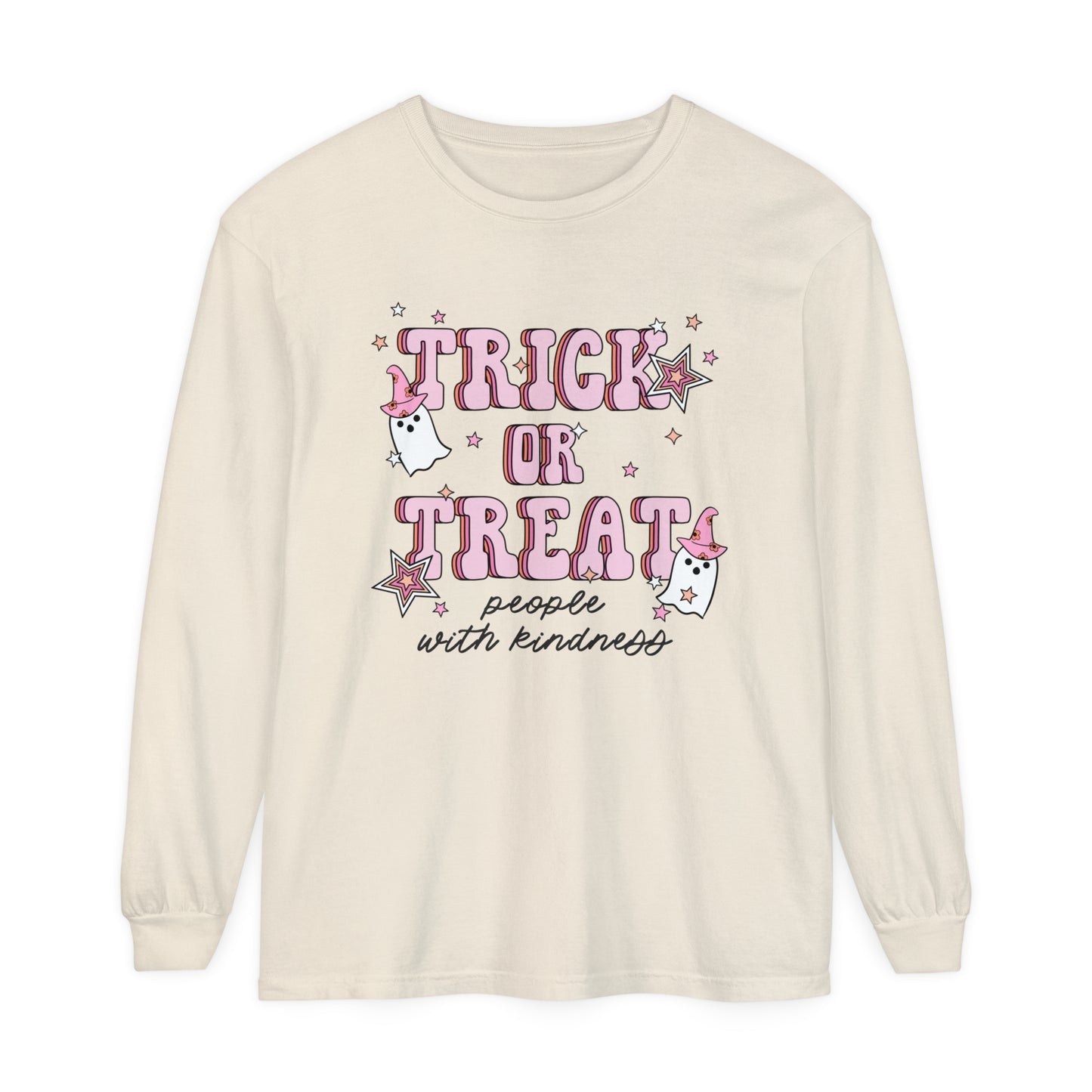 Trick or Treat People With Kindness Long Sleeve Comfort Colors T-Shirt