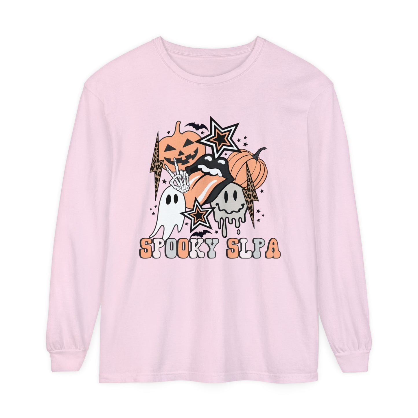 Spooky SLPA Retro Halloween Long Sleeve Comfort Colors T-Shirt