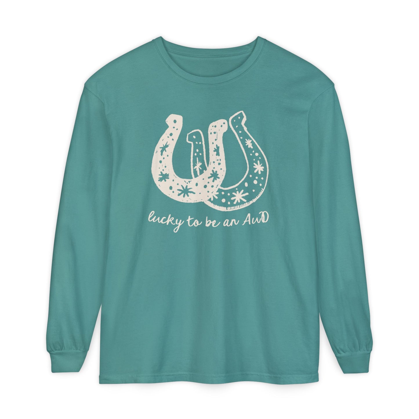 Lucky AuD Horseshoe Long Sleeve Comfort Colors T-Shirt