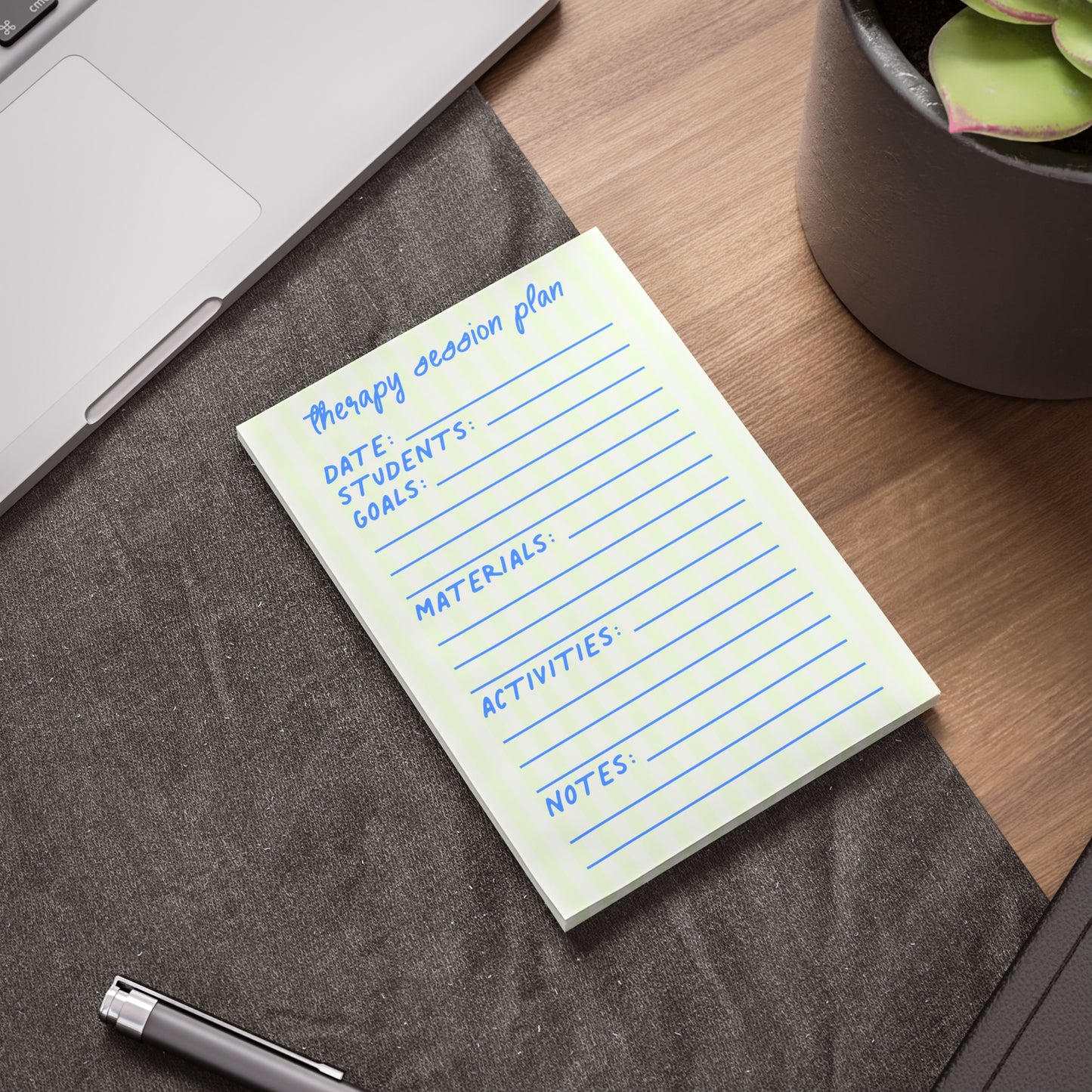 Therapy Session Plan Post-it® Note Pad | Green & Blue