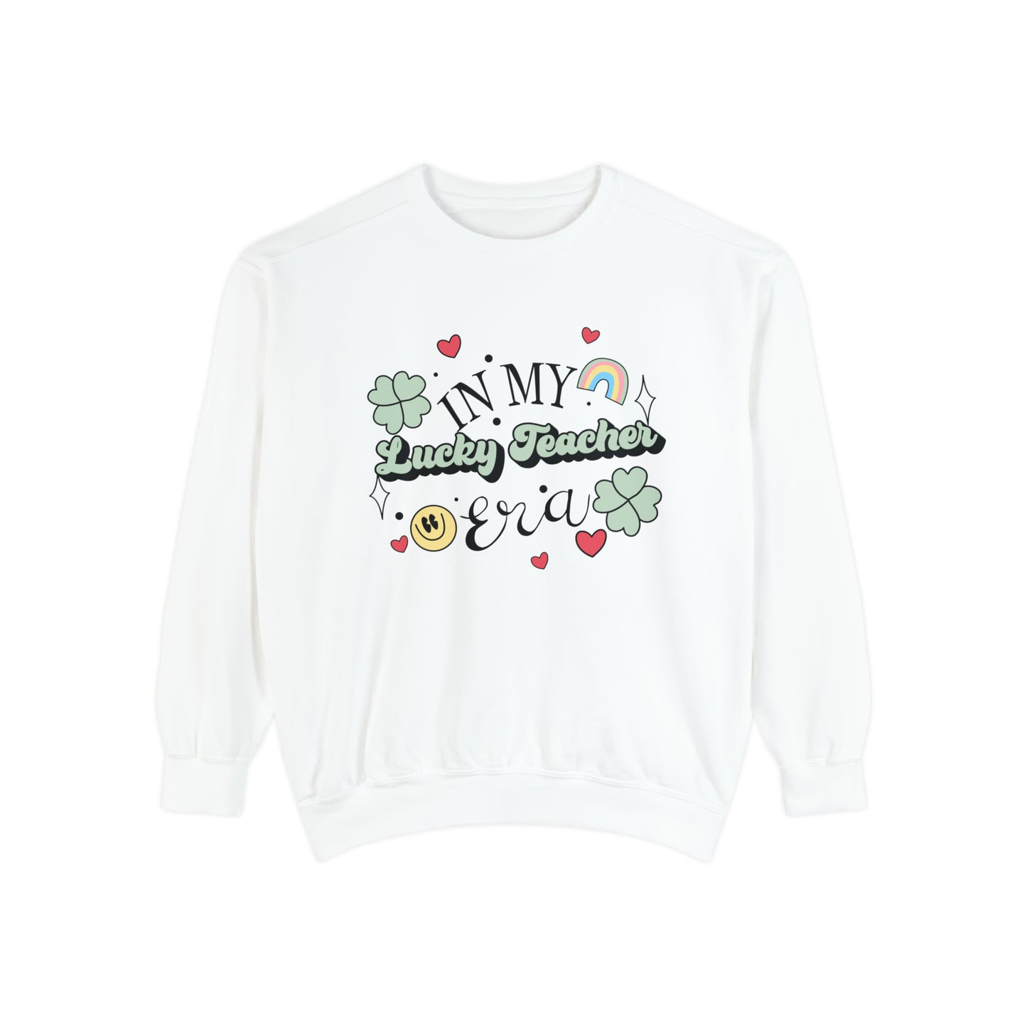 In My Lucky Teacher Era Comfort Colors Sweatshirt