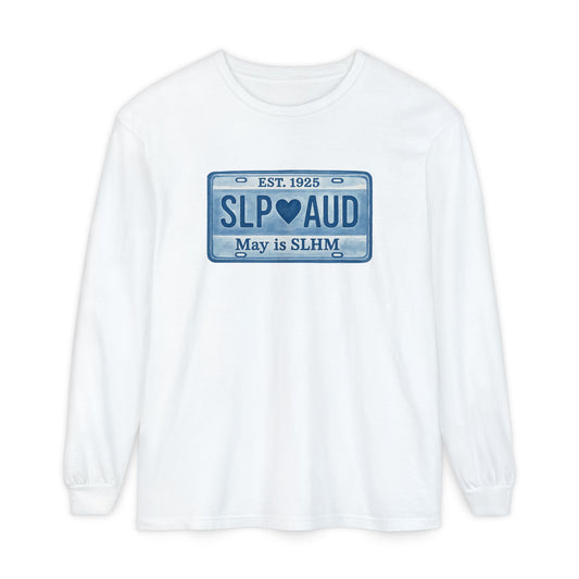 SLP AUD License Plate Long Sleeve Comfort Colors T-Shirt