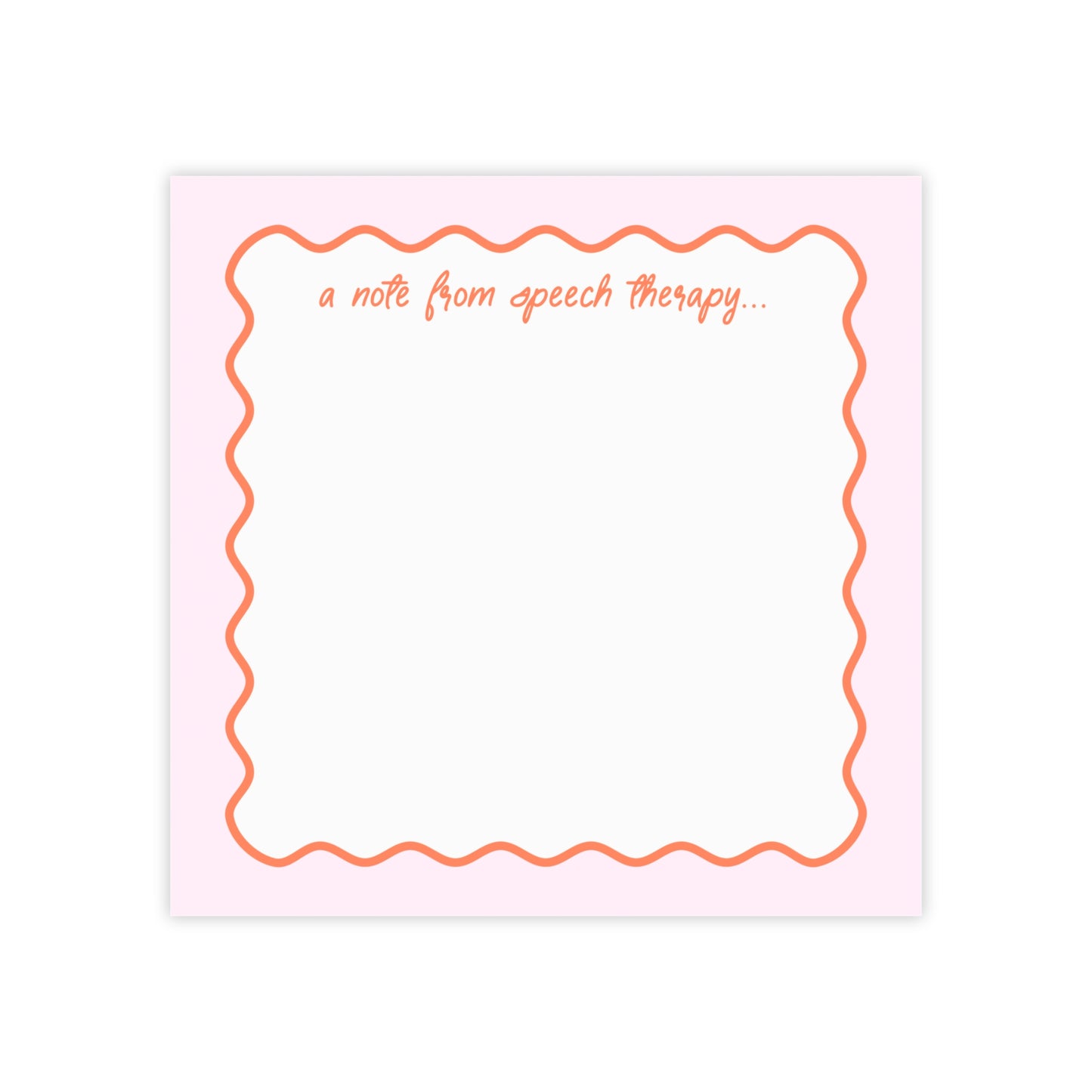 A Note from Speech Therapy Post-it® Note Pad | Pink & Coral