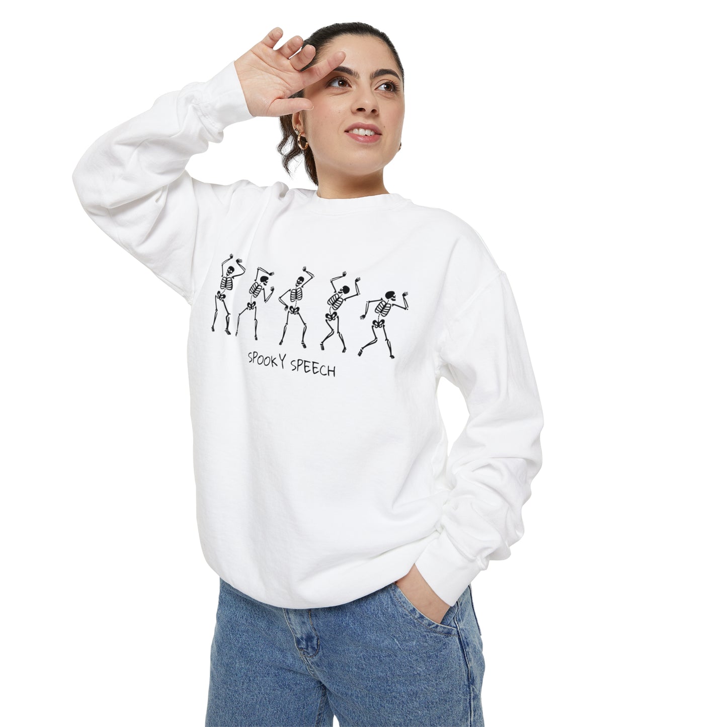 Spooky Speech Skeletons Comfort Colors Sweatshirt