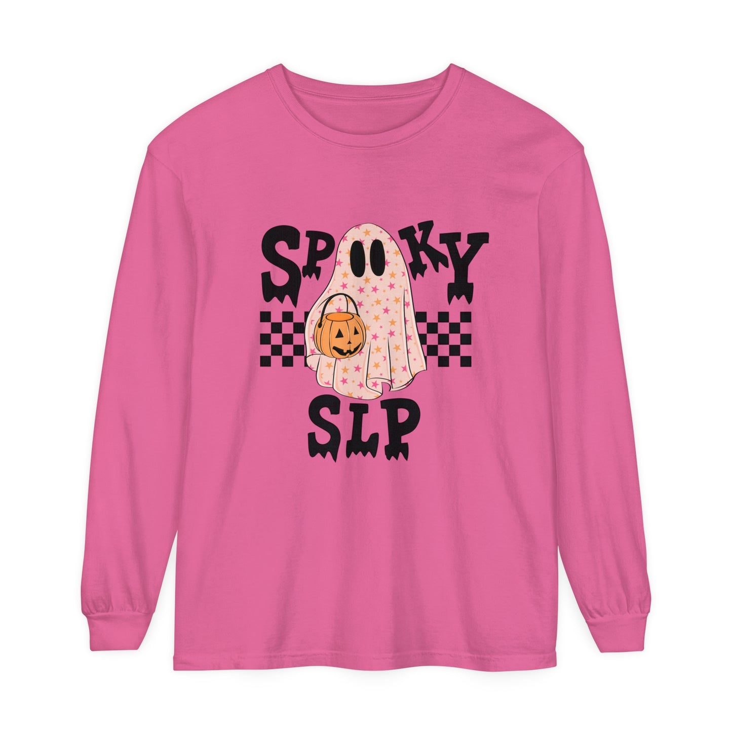 Spooky SLP Checkerboard Long Sleeve Comfort Colors T-Shirt