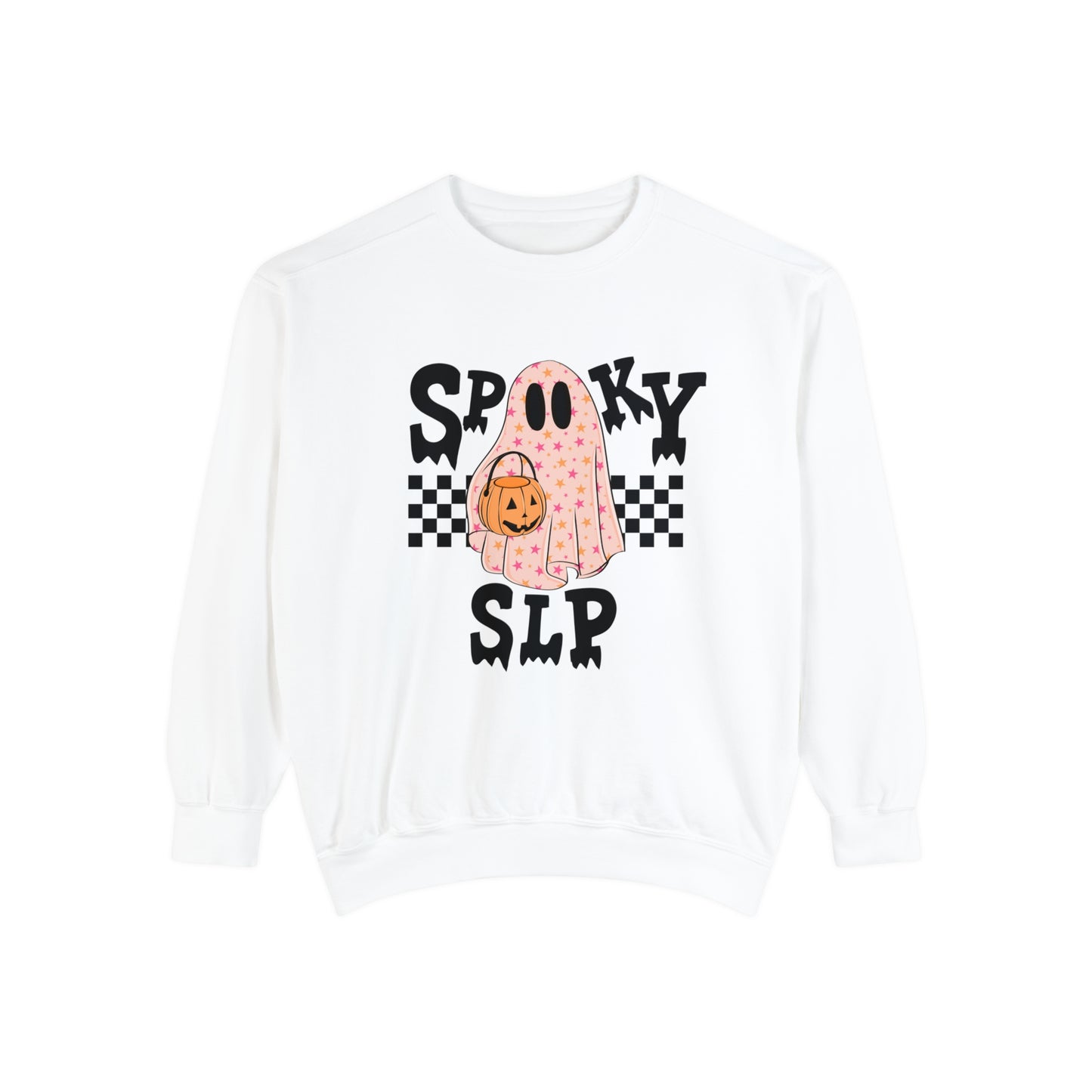 Spooky SLP Checkerboard Comfort Colors Sweatshirt
