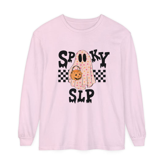 Spooky SLP Checkerboard Long Sleeve Comfort Colors T-Shirt