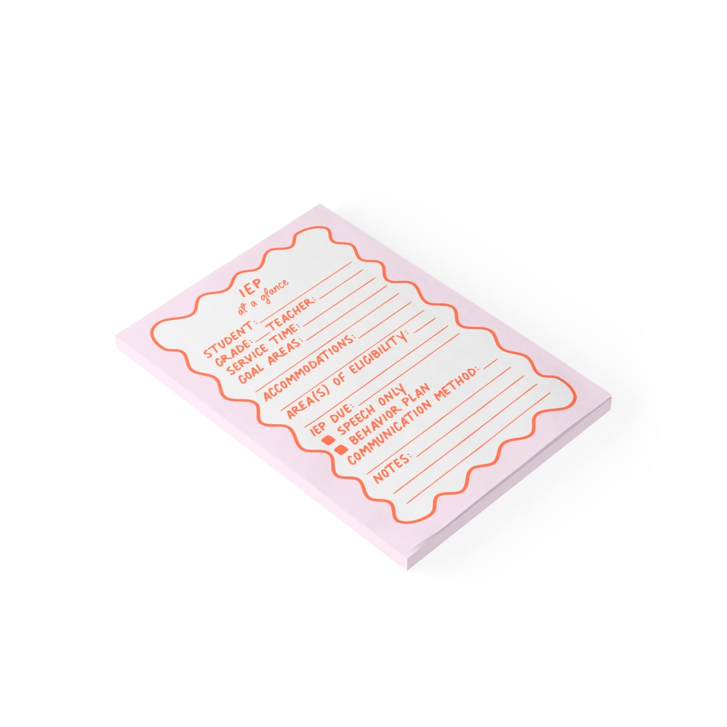IEP At A Glance Post-it® Note Pad | Pink & Coral
