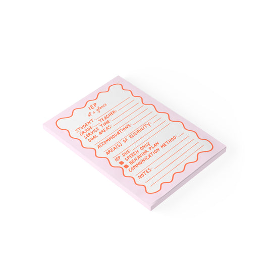IEP At A Glance Post-it® Note Pad | Pink & Coral