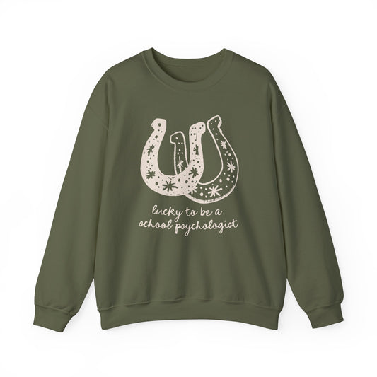 Lucky School Psychologist Horseshoe Crewneck Sweatshirt