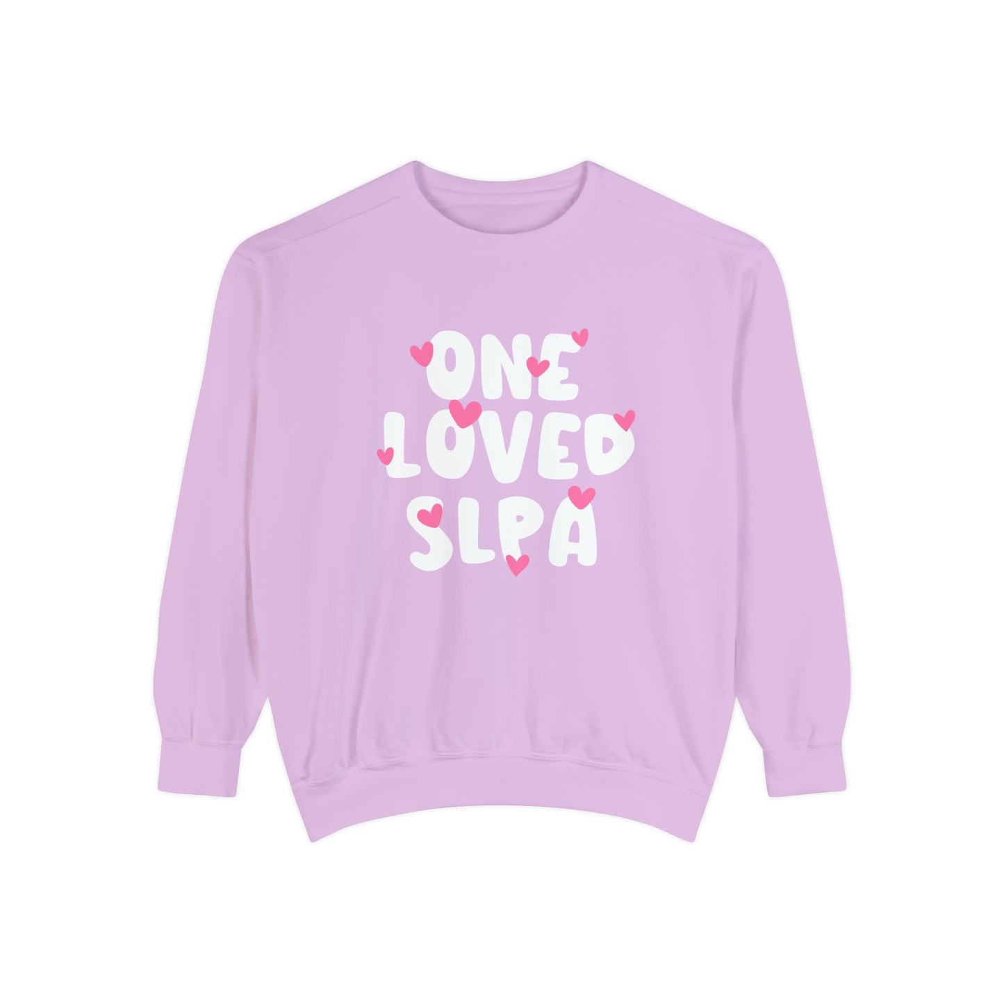One Loved SLPA Hearts Comfort Colors Sweatshirt