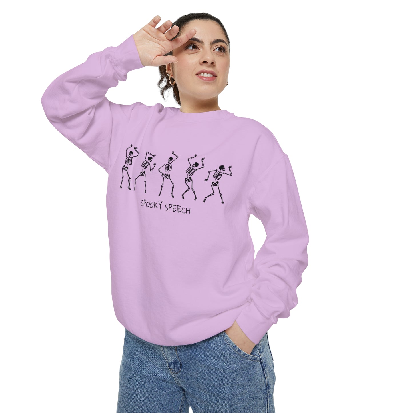 Spooky Speech Skeletons Comfort Colors Sweatshirt