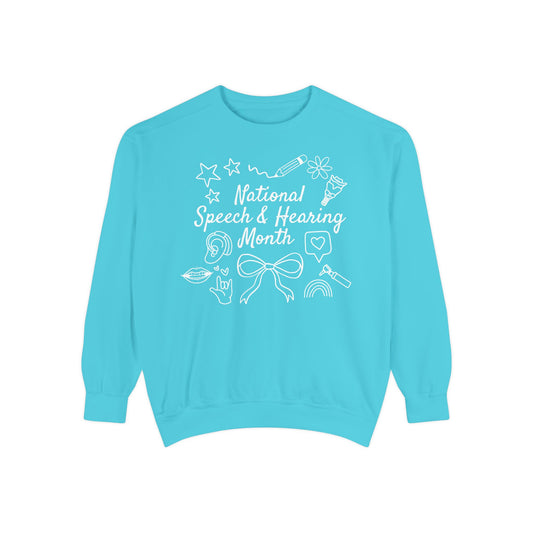 National Speech & Hearing Month Doodles Comfort Colors Sweatshirt