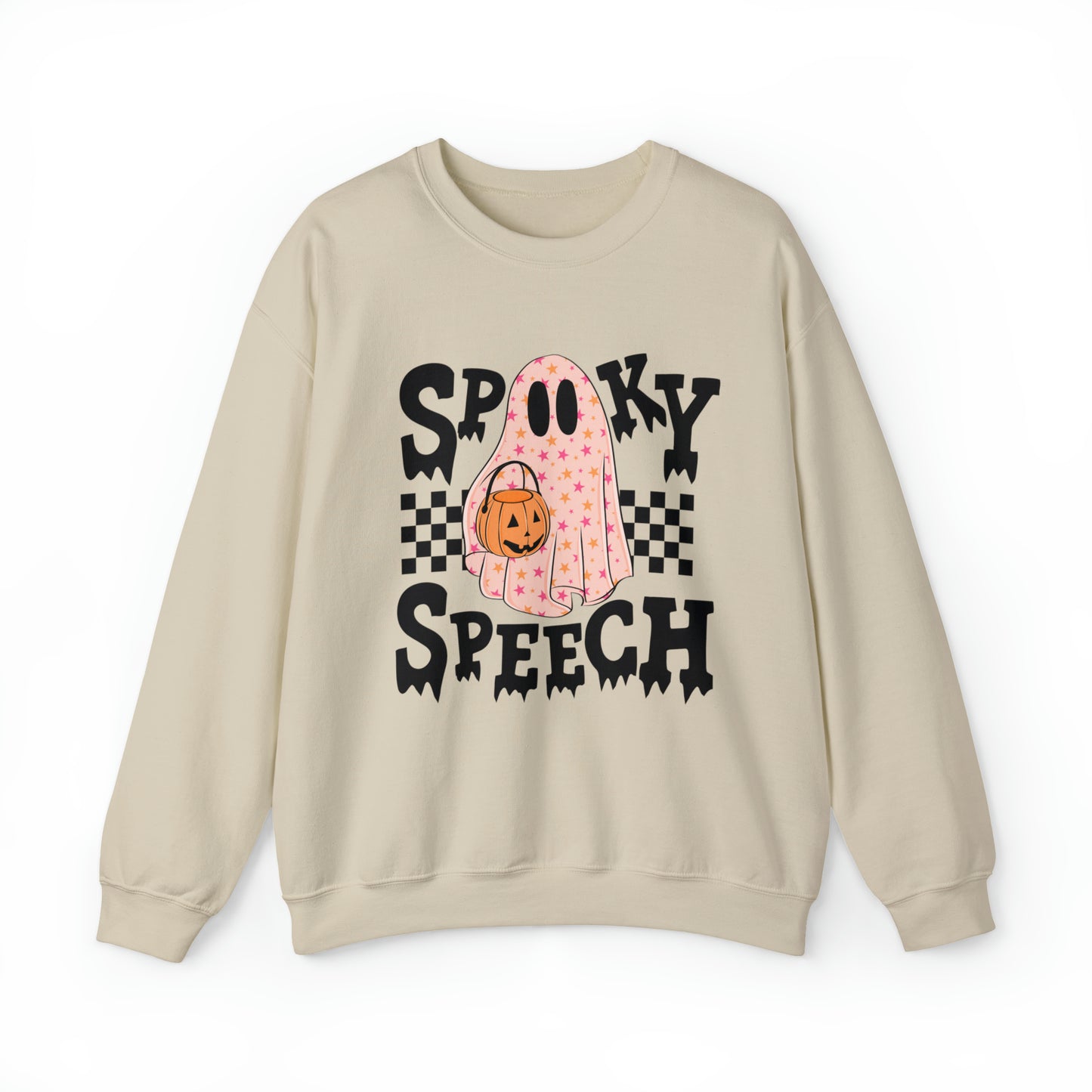 Spooky Speech Checkerboard Crewneck Sweatshirt
