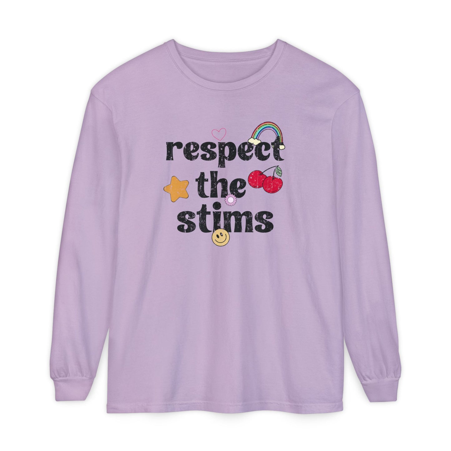 Respect The Stims Distressed Long Sleeve Comfort Colors T-Shirt