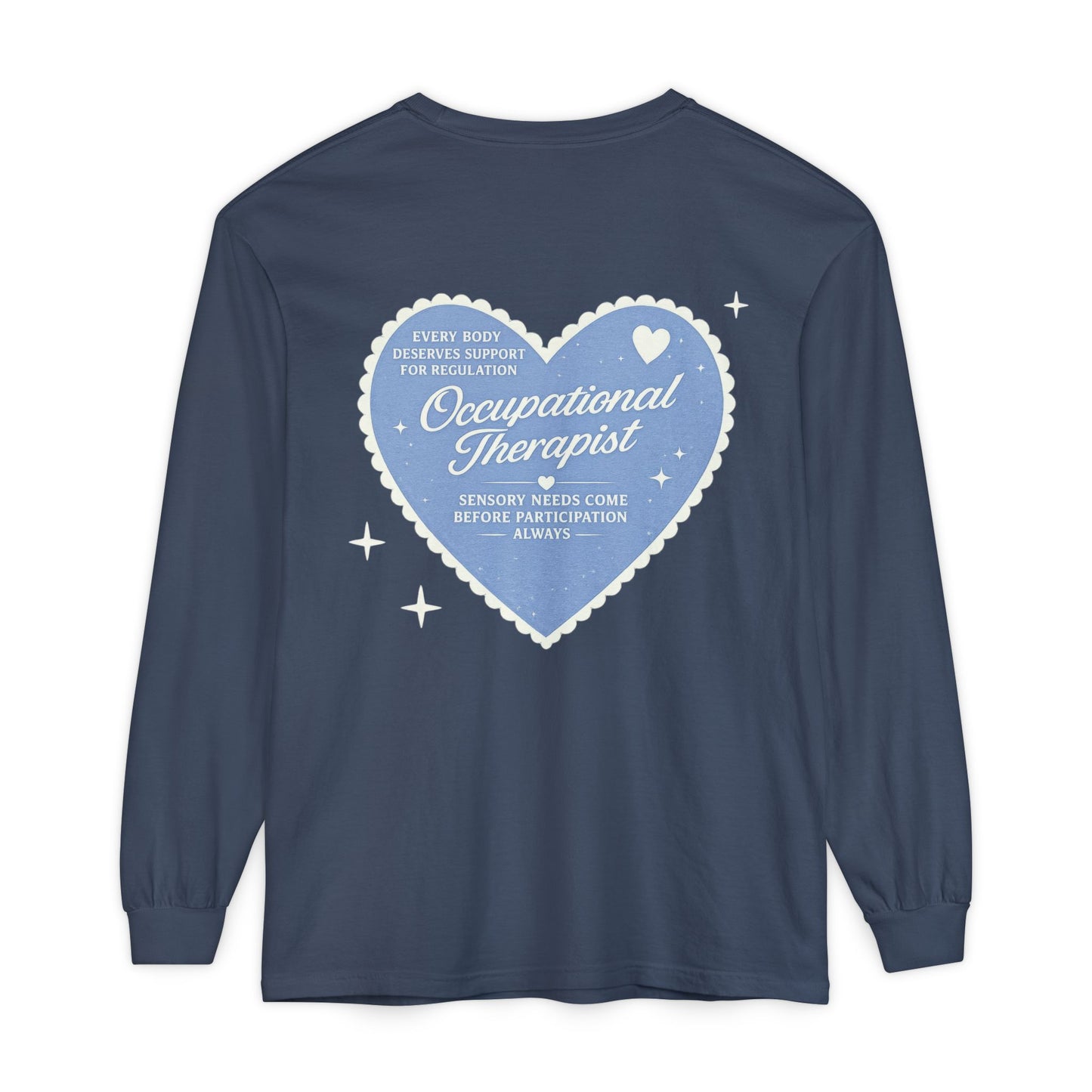 OT Heart Patch Long Sleeve T-Shirt | Front and Back Print