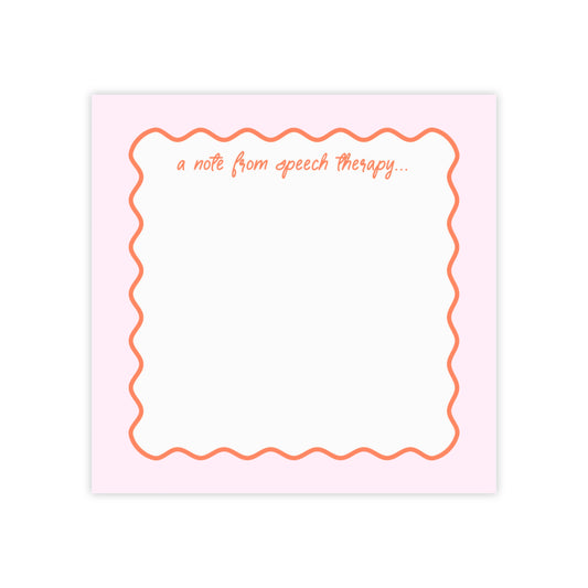A Note from Speech Therapy Post-it® Note Pad | Pink & Coral