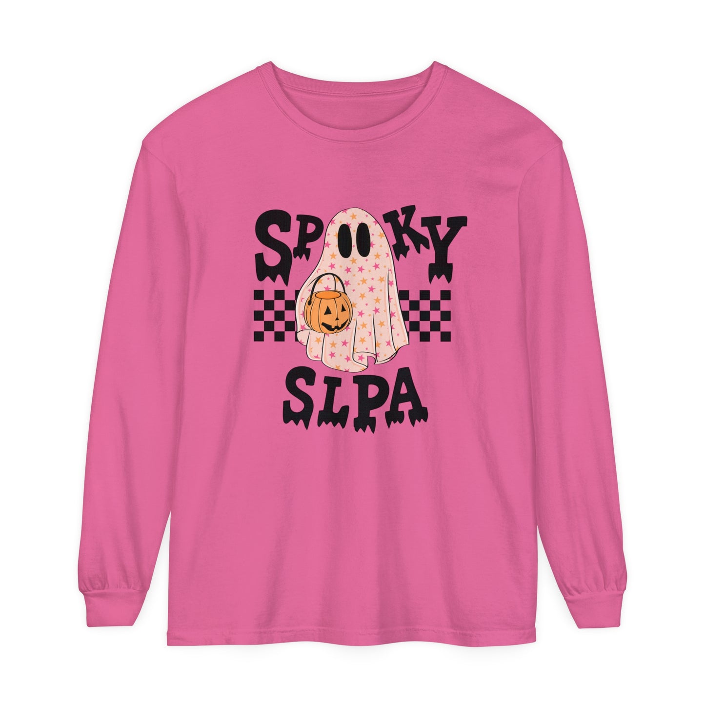 Spooky SLPA Checkerboard Long Sleeve Comfort Colors T-Shirt