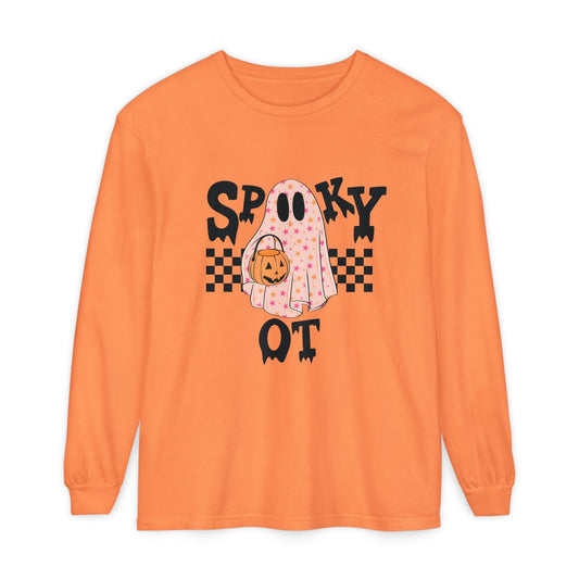 Spooky OT Checkerboard Long Sleeve Comfort Colors T-Shirt