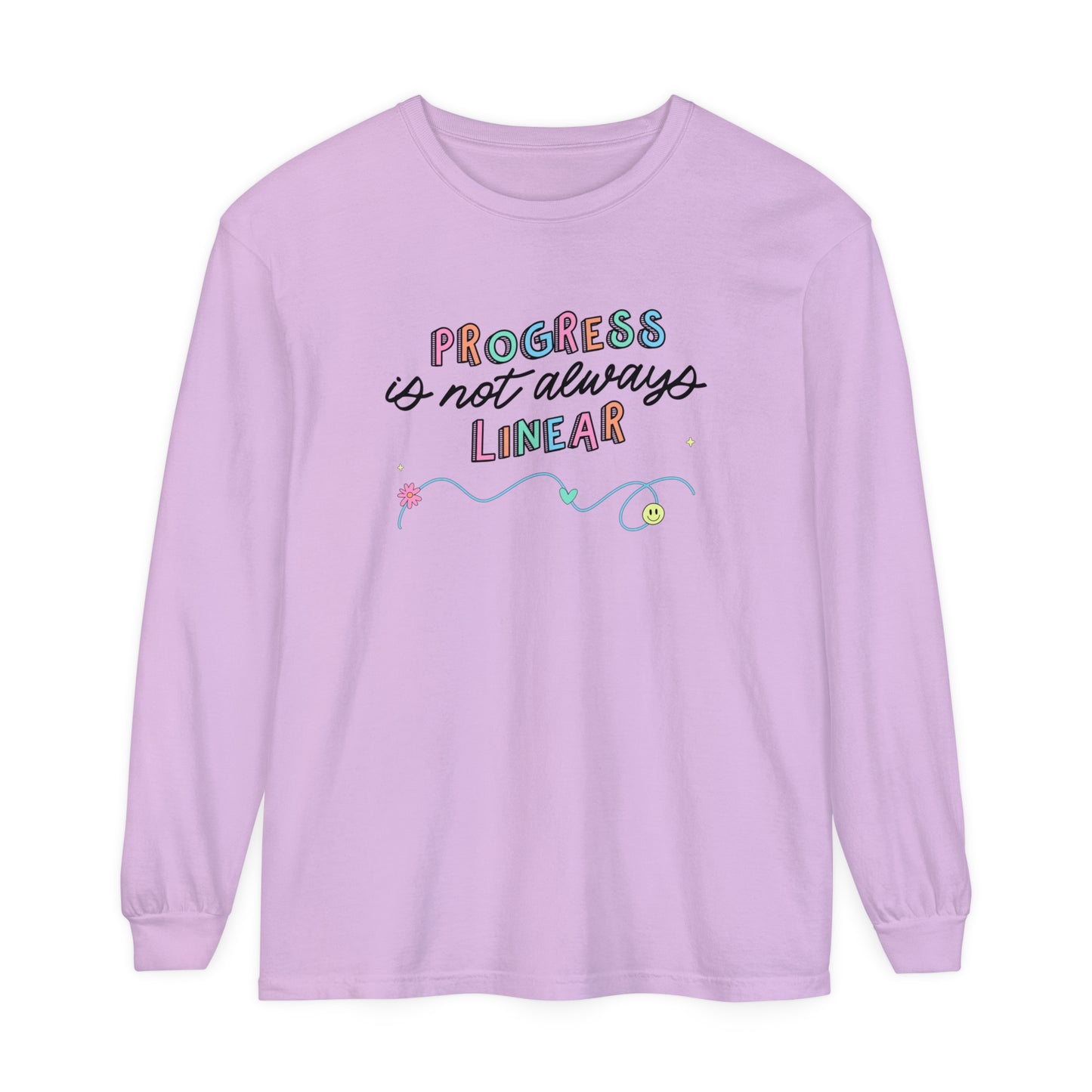 Progress Is Not Always Linear Long Sleeve Comfort Colors T-shirt