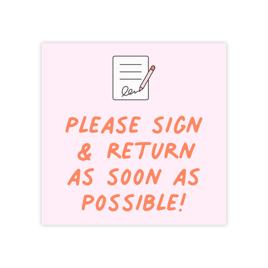 Please Sign & Return Post-it® Note Pad | Pink & Coral