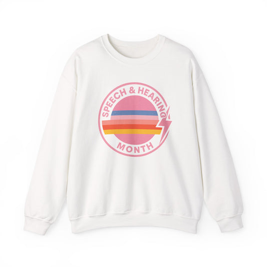 Speech & Hearing Month Retro Stripes Crewneck Sweatshirt