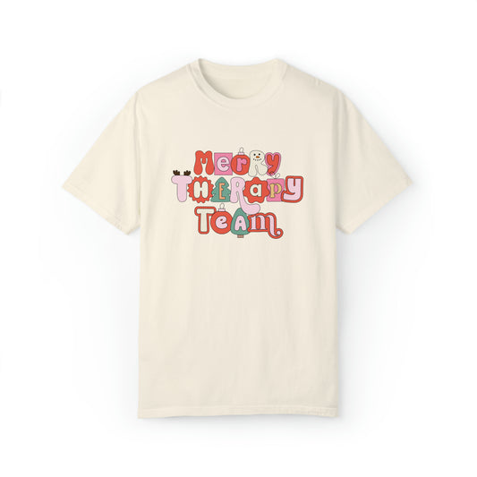 Merry Therapy Team Retro Holiday Comfort Colors T-Shirt