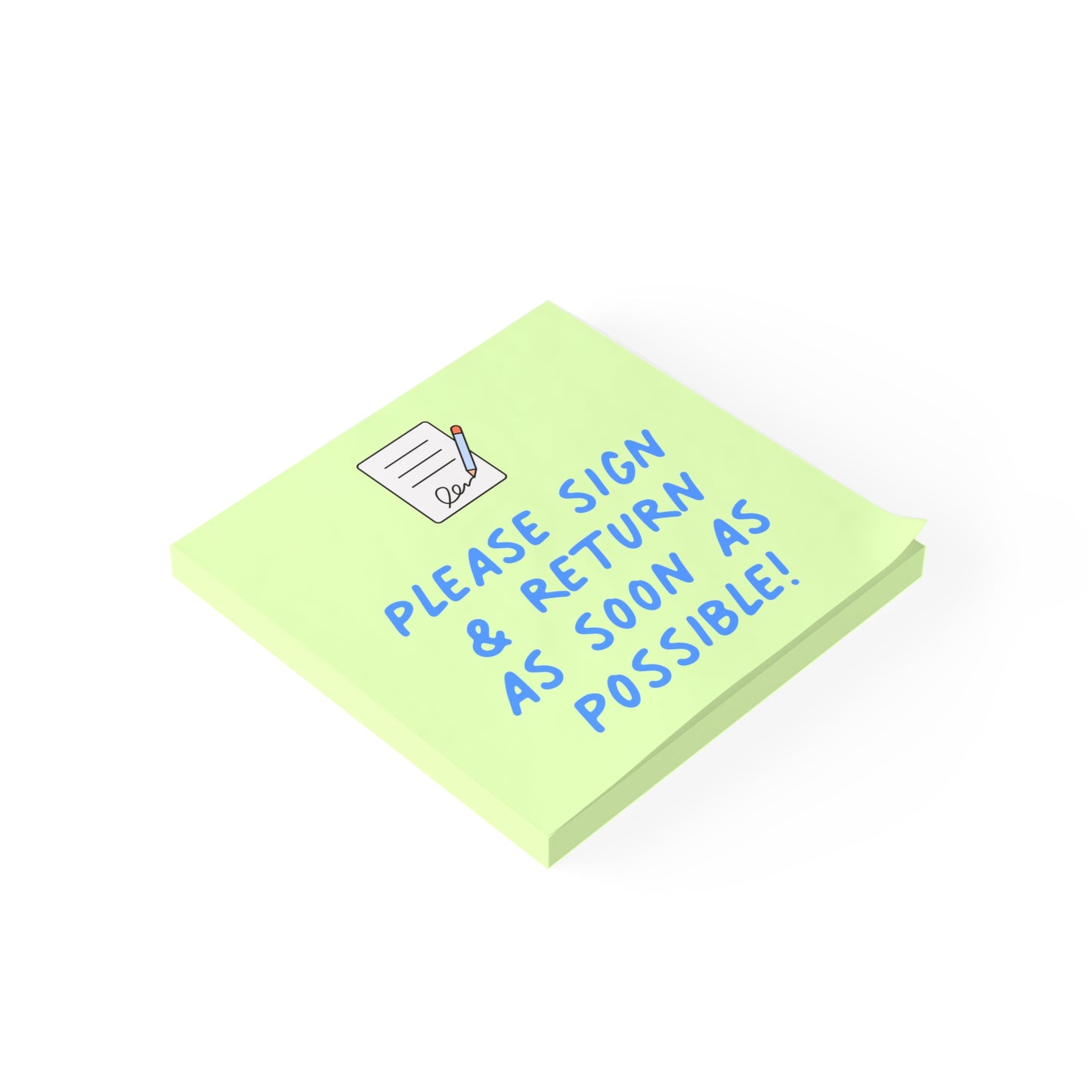Please Sign & Return Post-it® Note Pad | Green & Blue