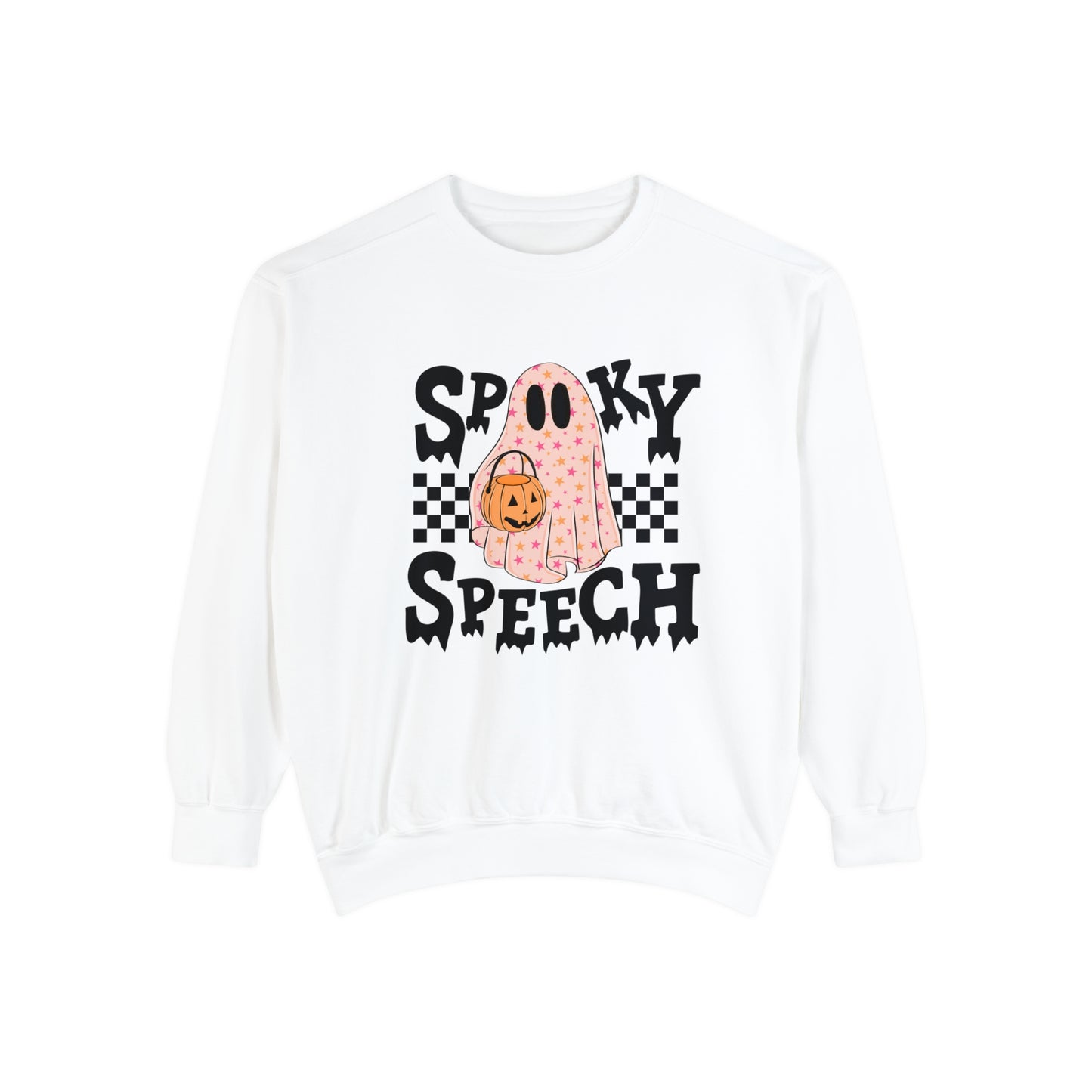 Spooky Speech Checkerboard Comfort Colors Sweatshirt