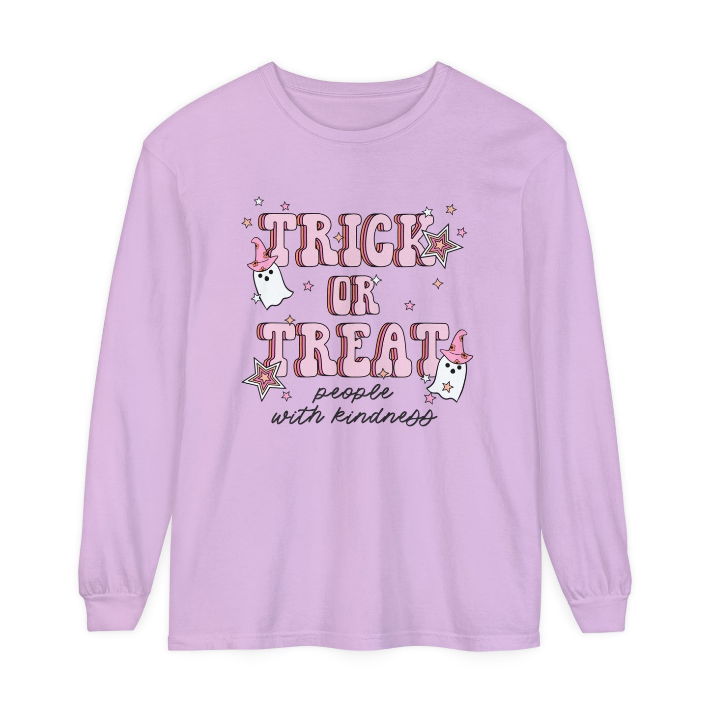 Trick or Treat People With Kindness Long Sleeve Comfort Colors T-Shirt