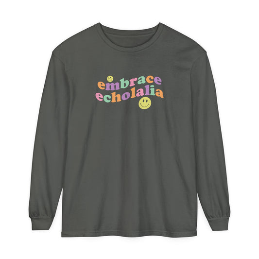 Embrace Echolalia Wavy Long Sleeve Comfort Colors T-Shirt